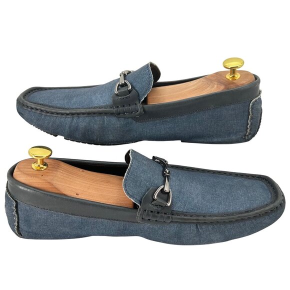 Blue Denim Men's 10M Horsebit Driving Loafers Mercanti Fiorentini Shoes Loafers - Picture 7 of 10
